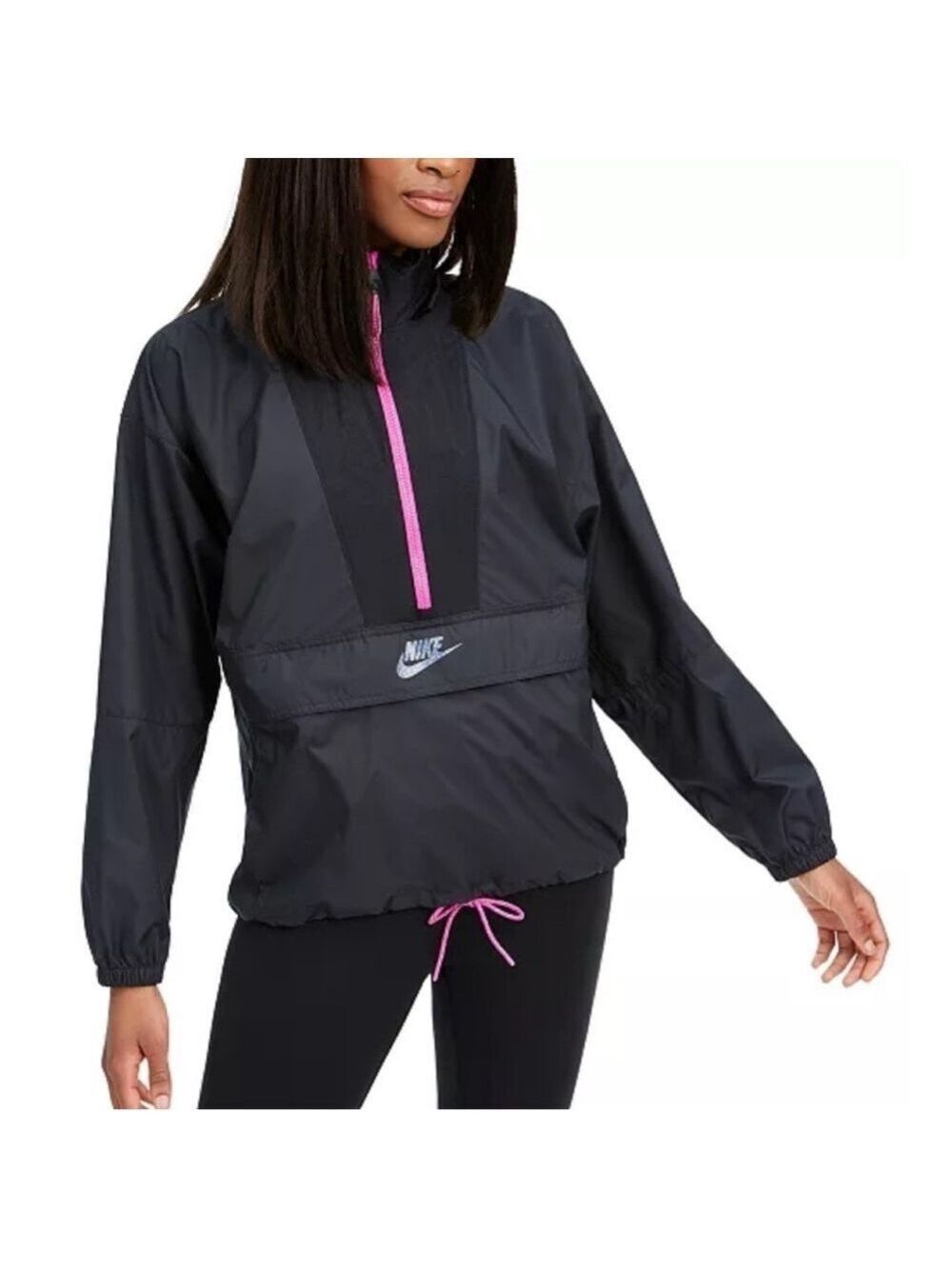 Nike Black Pullover Jacket with Pink Accents - Picture 1 of 5